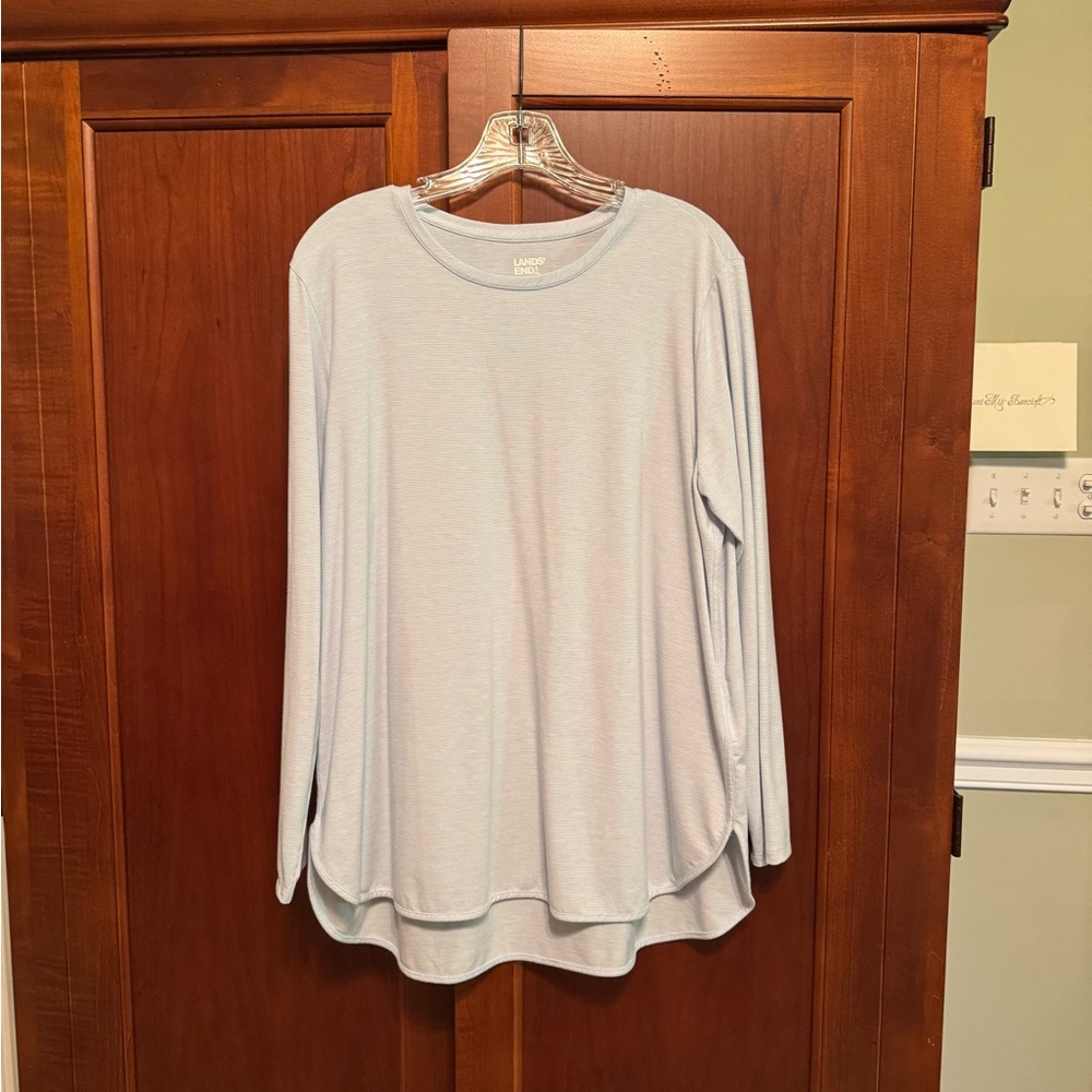 Lands' End Light Blue Long Sleeve Crewneck Top